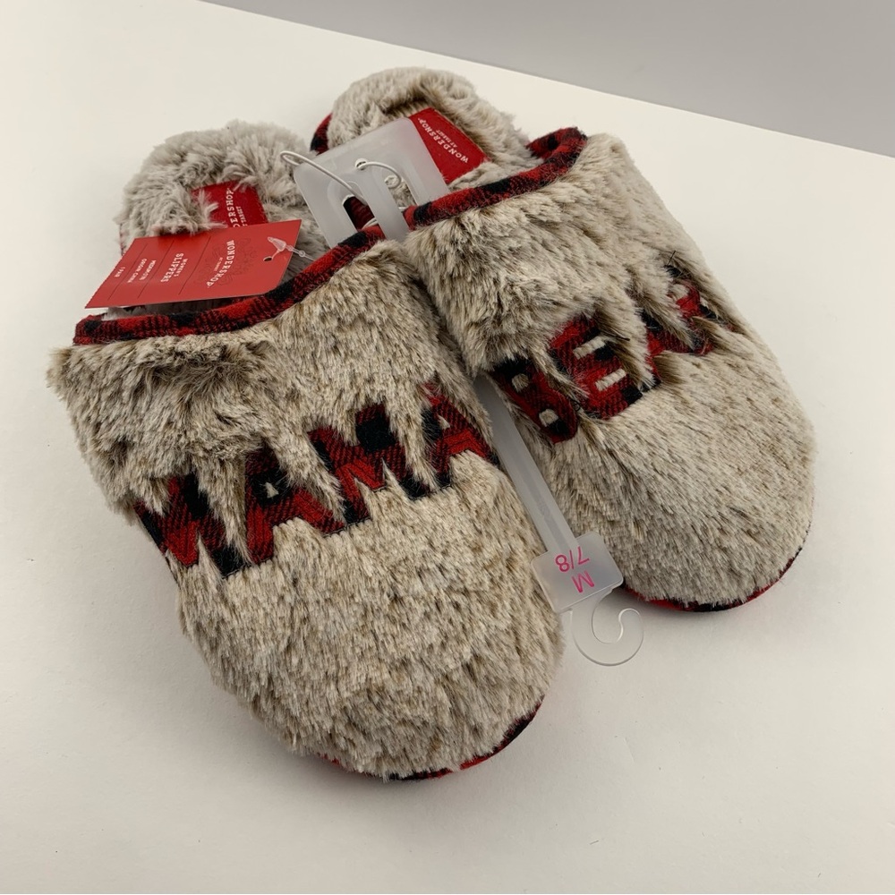 Wondershop Mama Bear Women's Faux Fur Christmas Slippers - 7-8 Medium